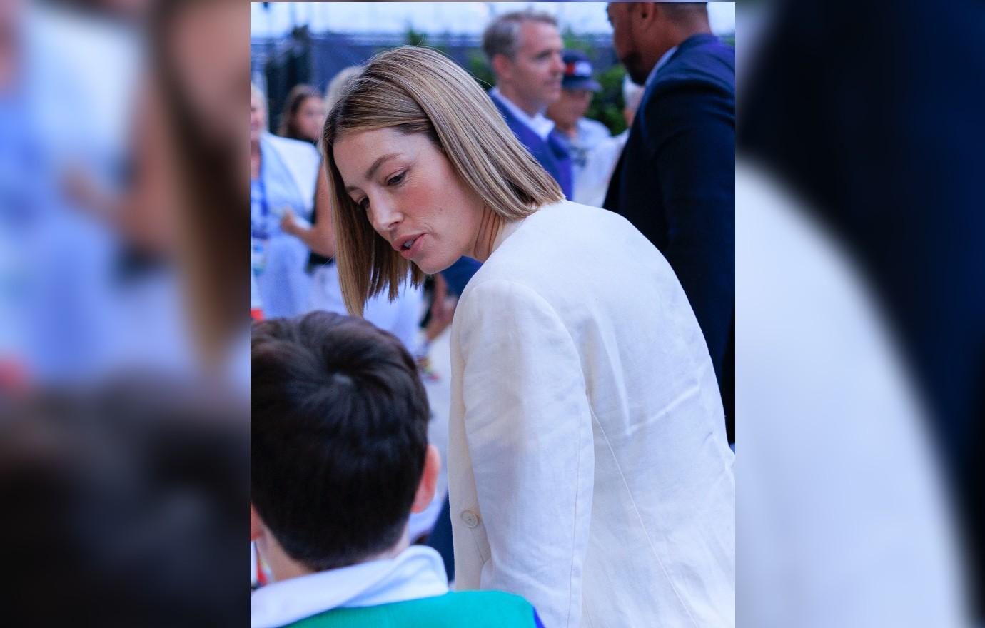 jessica biel at us open with son silas