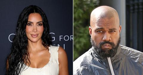 Photo of Kim Kardashian; picture of Kanye West.