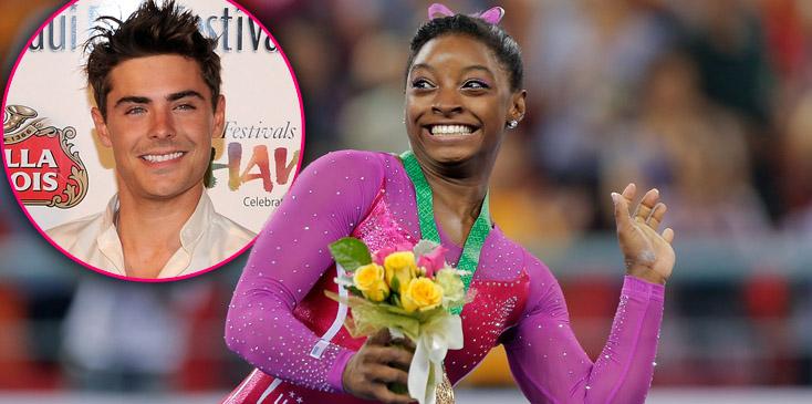 olympics simone biles zac efron kiss