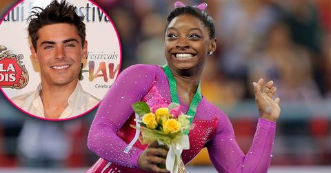 olympics simone biles zac efron kiss
