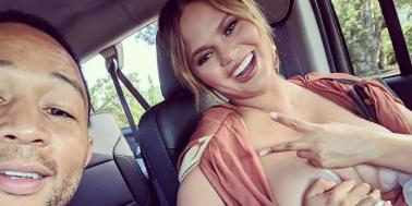 Chrissy teigen pumps breast milk in car with john legend hero