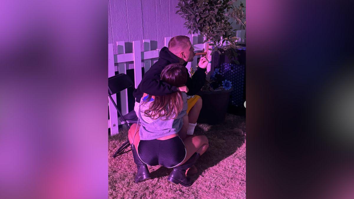 Image of Justin Bieber's wife, Hailey, supported him from the crowd at Coachella.