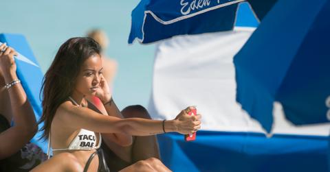 Chris Brown’s ex Karrueche Tran sizzles on the beach in a bikini in Miami.