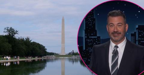 Composite photo of Jimmy Kimmel and National Mall.