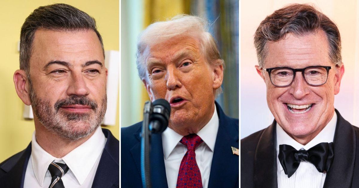 image of Donald Trump has an ongoing feud with late-night show hosts Jimmy Kimmel and Stephen Colbert.