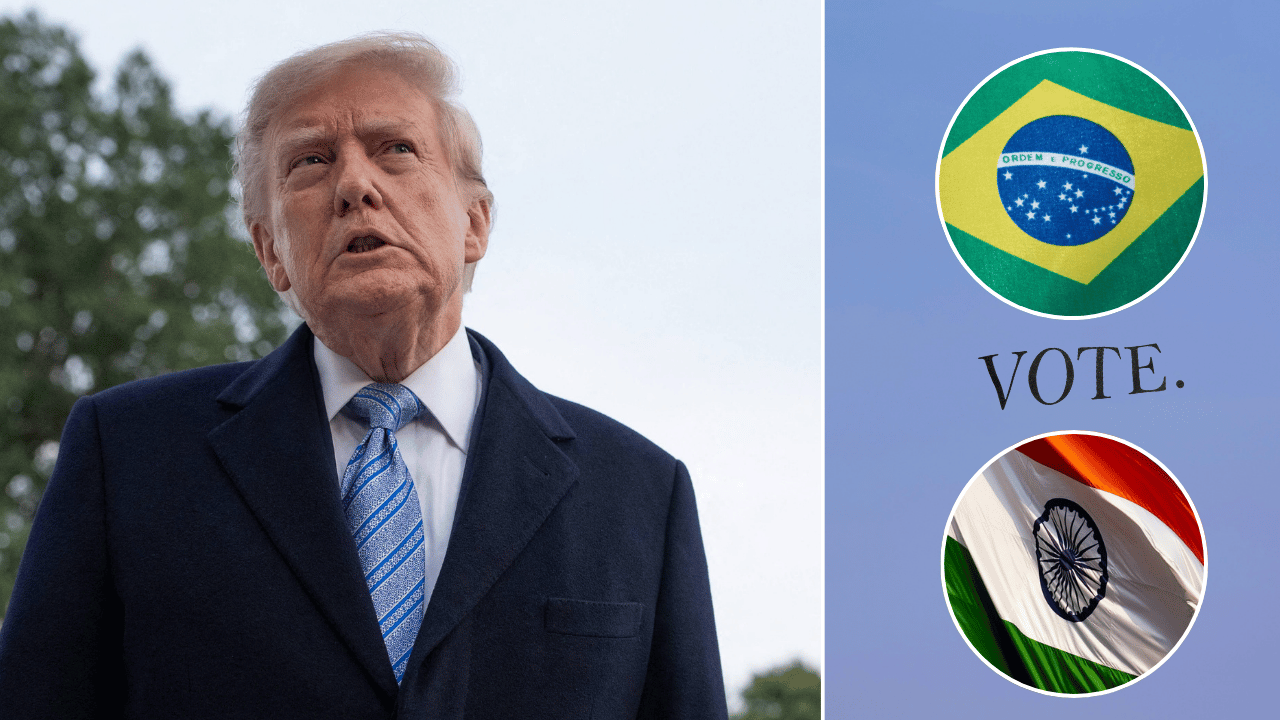 Composite photo of Donald Trump.