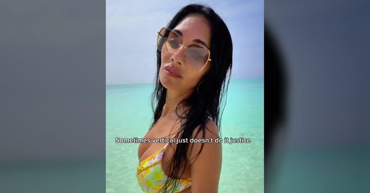 image of Nicole Scherzinger soaked up the sun in a colorful bikini during her Maldives getaway.