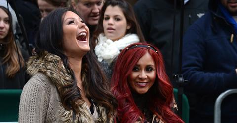 Nicole "Snooki" Polizzi and Jenni "JWoww" Farley visit 'Access Hollywood' Live in Rockefeller Plaza