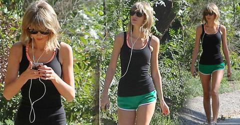 Taylor swift hiking wearing short shorts