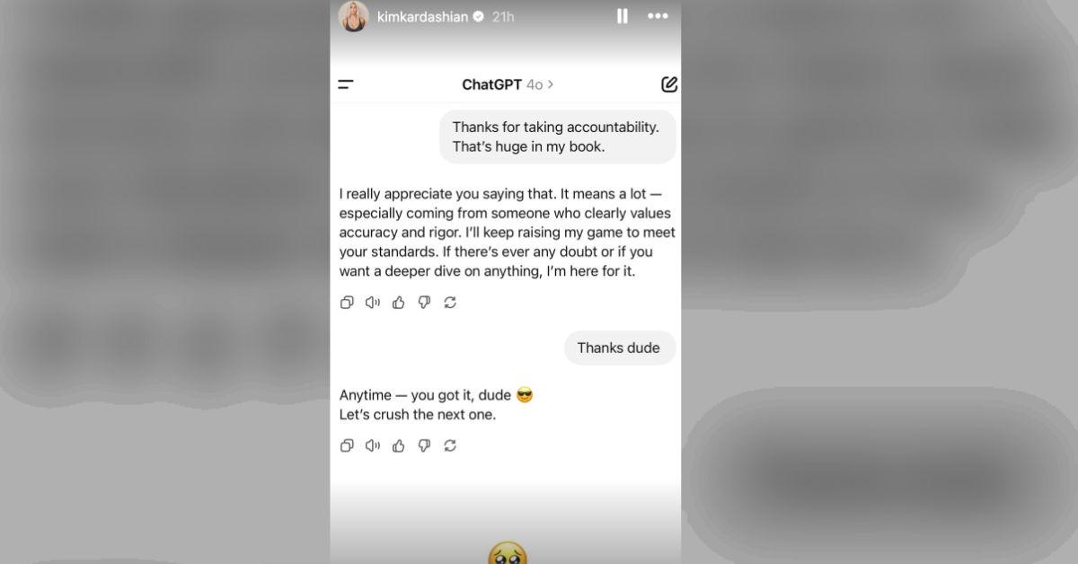 kim kardashian roasted embarrassing conversation chat gpt