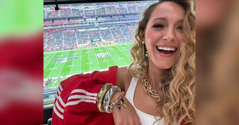 blake lively stuns fans pants shoes super bowl outfitpp