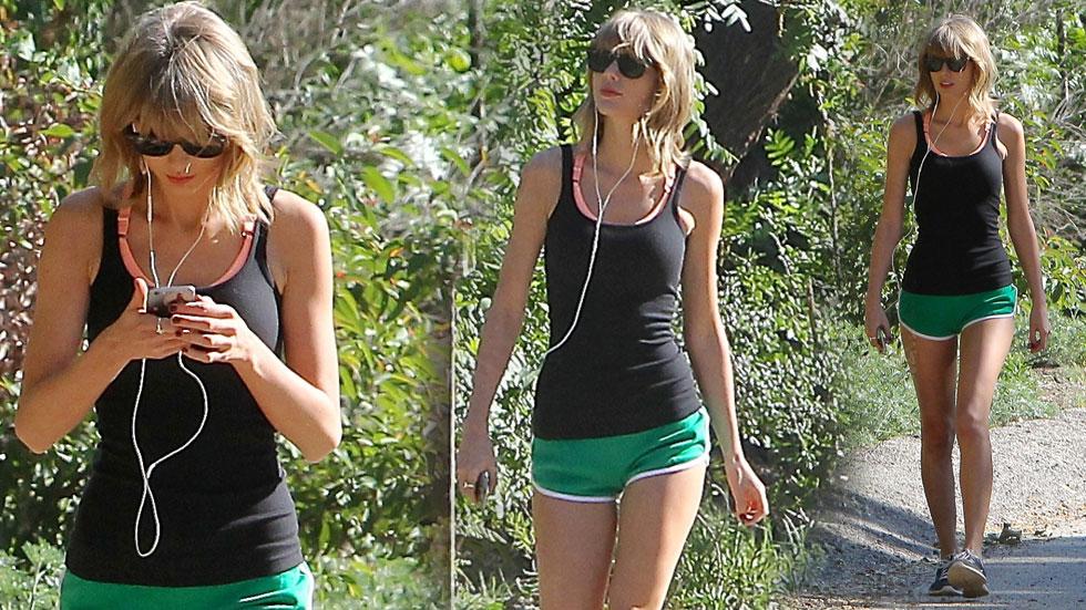 Taylor swift hiking wearing short shorts