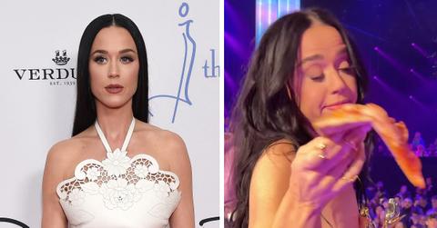 katy perry scolded for wasting food after singer throws pizza into the crowd pp