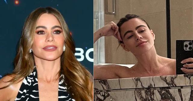 sofia vergara no makeup selfie bathup photo