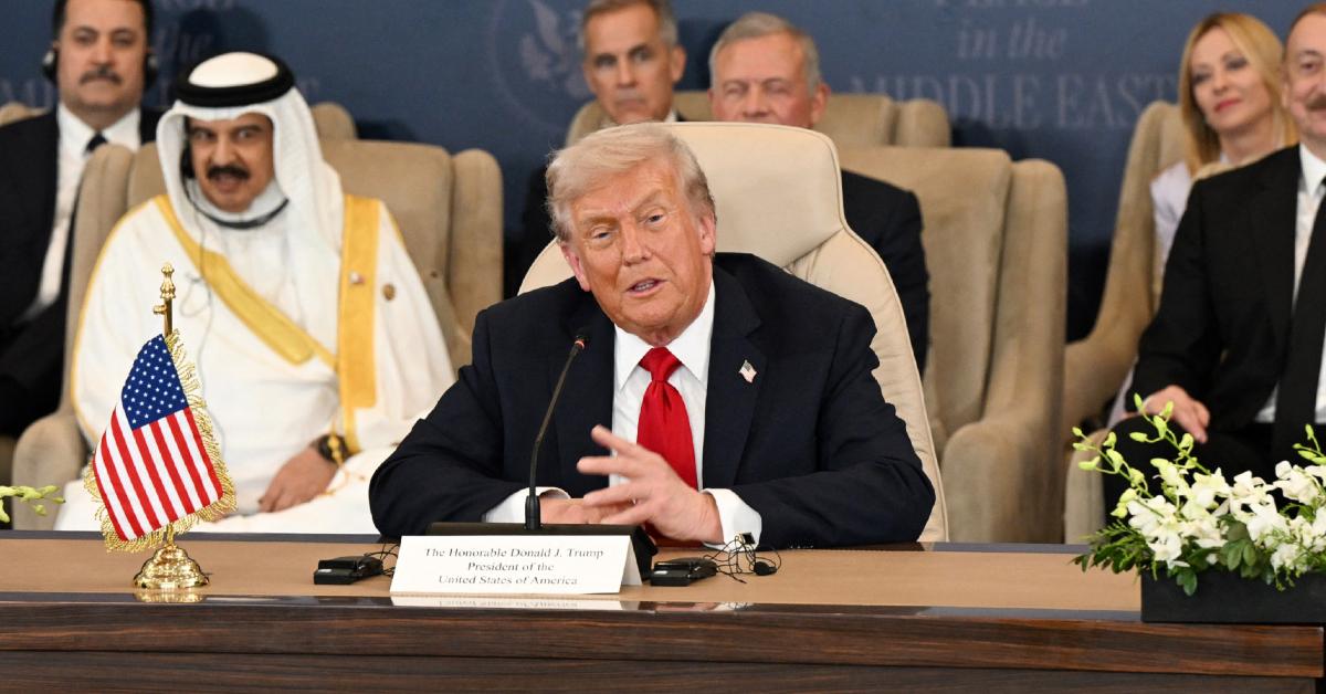 Image of Donald Trump mistakingly called Canadian Prime Minister Mark Carney 'president' at the Middle East summit.