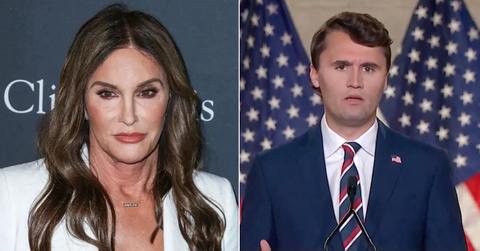 Split photo of Caitlyn Jenner and Charlie Kirk.