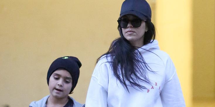 Kourtney Kardashian picks up Mason from his afternoon art class