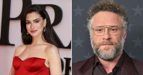 Split Photo of Anne Hathaway and Seth Rogan