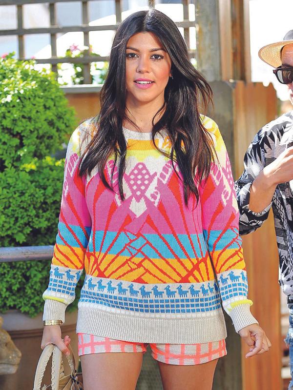 Pregnant Kourtney Kardashian wears a colorful ensemble when out at the Dash store in Southampton_ NY