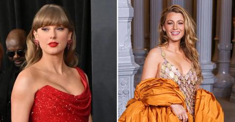 Split photo of Taylor Swift and Blake Lively