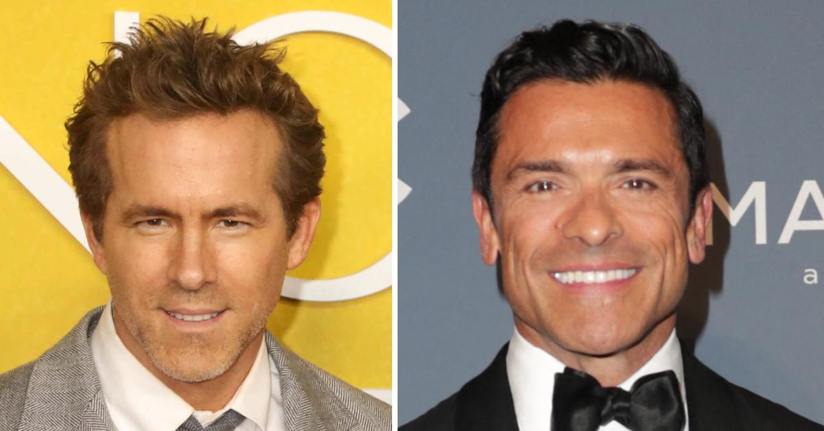 Split photo of Ryan Reynolds and Mark Consuelos.