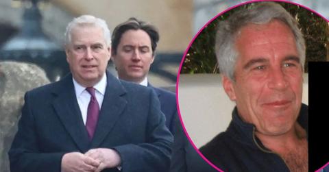image of prince Andrew, inset Jeffrey epstein