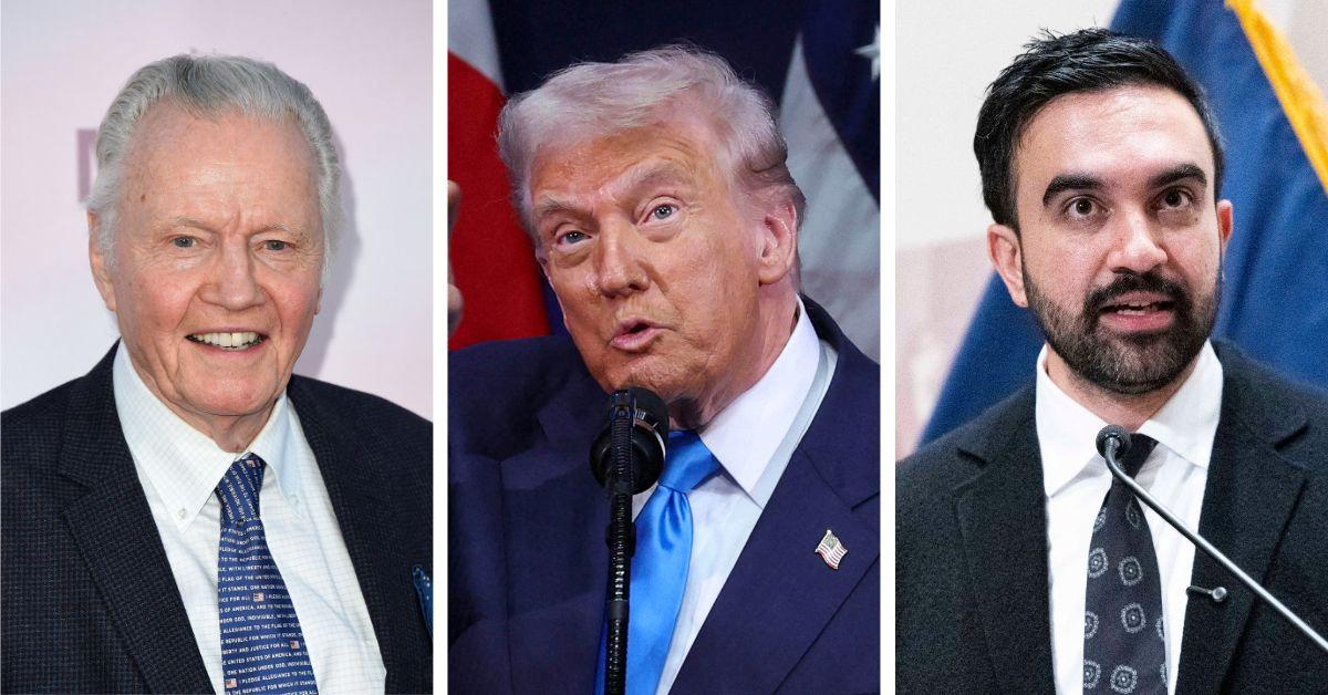 split image of Jon Voight, Donald Trump and Zohran Mamdani