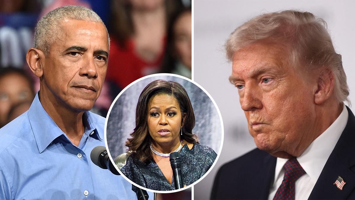 Composite photo of Barack Obama, Michelle Obama and Donald Trump