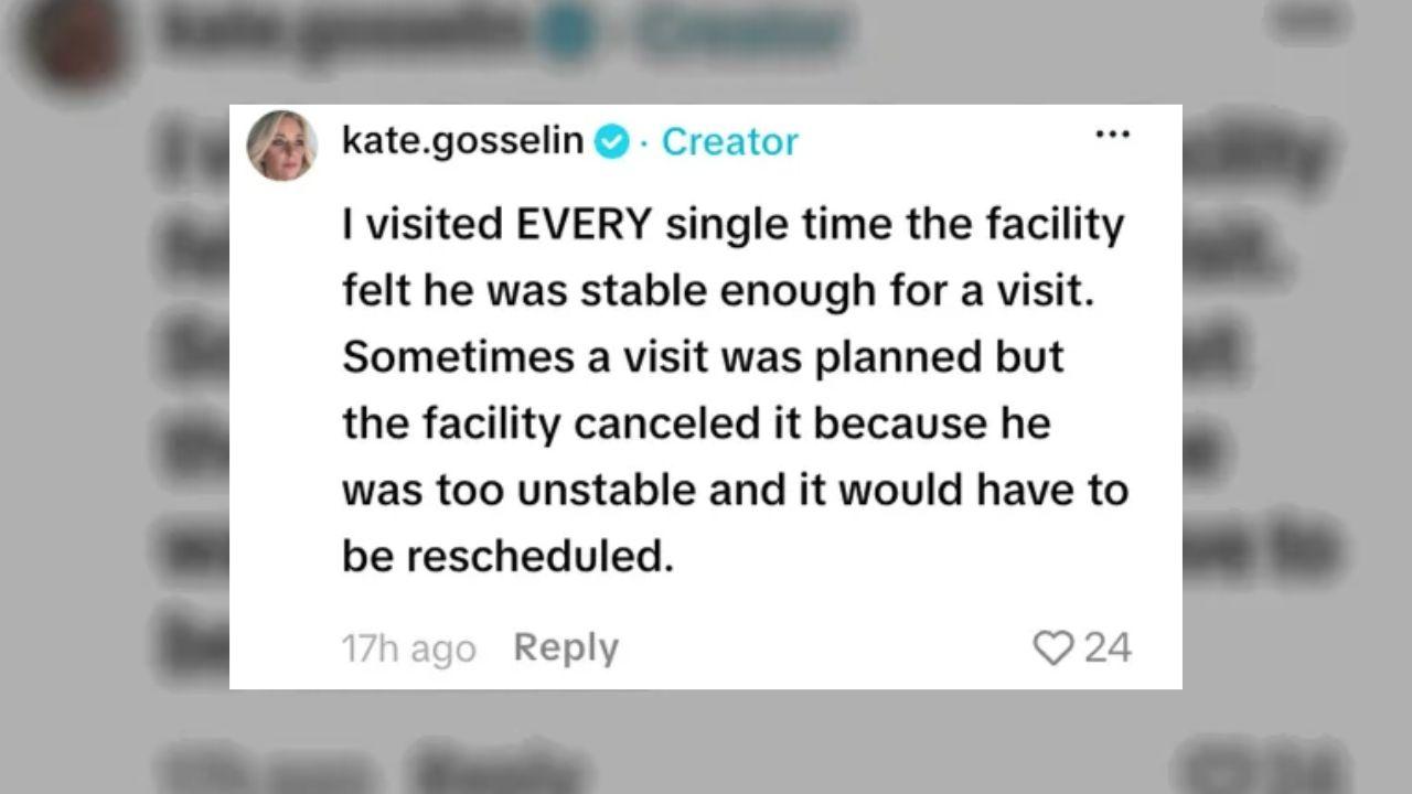 image of Kate said, 'I visited every single time the facility felt he was stable enough for a visit.'
