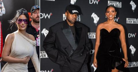 Split photo of Kim Kardashian, Kanye West, and Candace Owens