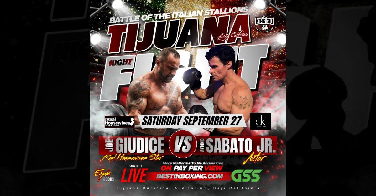 Photo of ad for Joe Giudice and Antonio Sabato Jr. boxing match