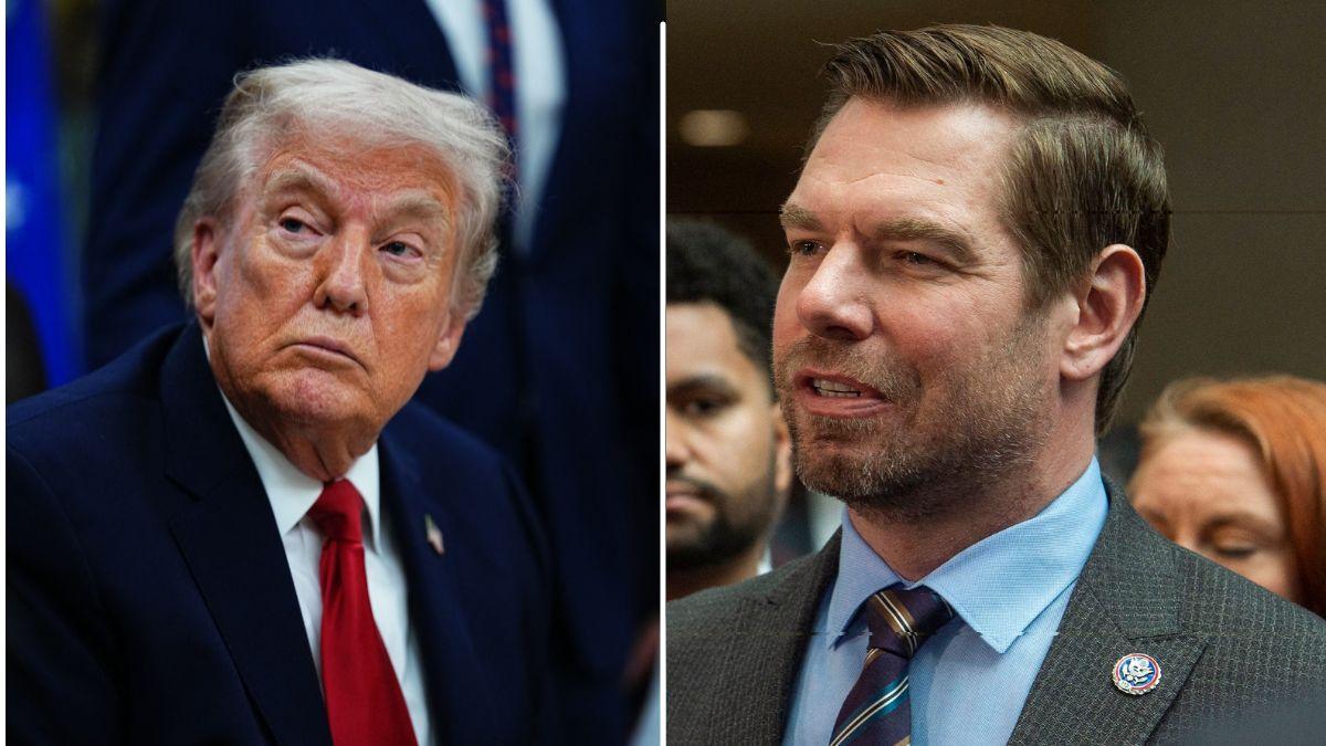 split of Donald Trump and Eric Swalwell. 