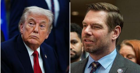 split of Donald Trump and Eric Swalwell.