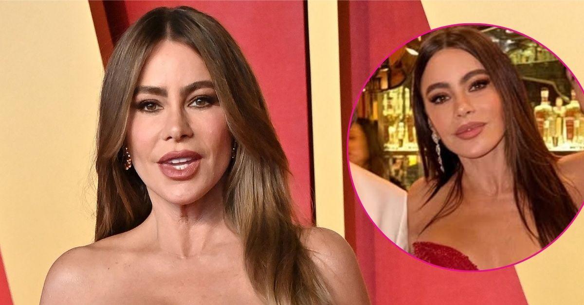 sofia vergara tight red top golden globes photos