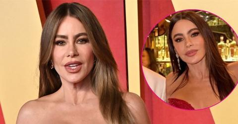 sofia vergara tight red top golden globes photos
