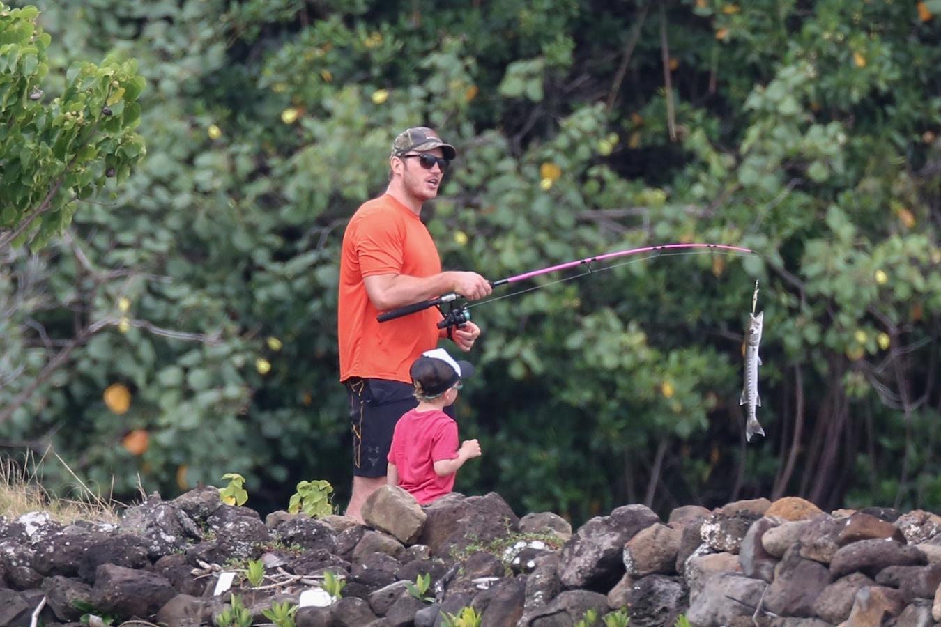 *EXCLUSIVE* Chris Pratt goes fishing with his son Jack in Hawaii