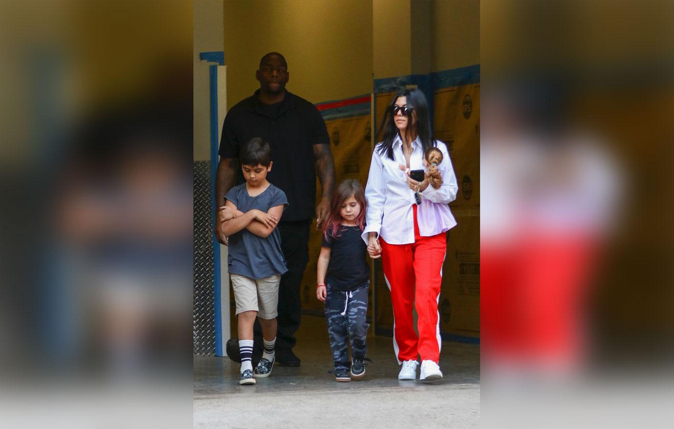 Kourtney Kardashian leaves art class with Mason and Penelope