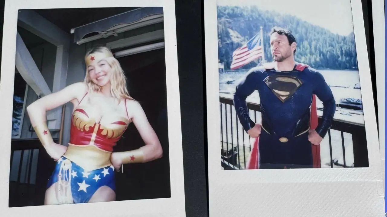 Photo of Sydney Sweeney and Scooter Braun dressed as superheroes in photos shared earlier this week.