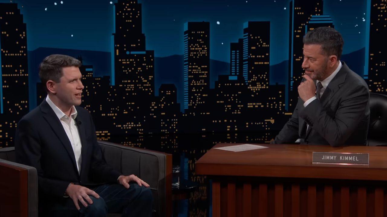 Photo of James Talarico and Jimmy Kimmel.