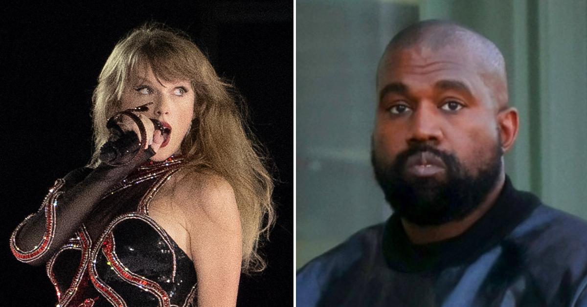 A photo of Taylor Swift and a picture of Kanye West.