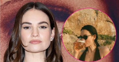 lily james stuns in plunging swimsuit