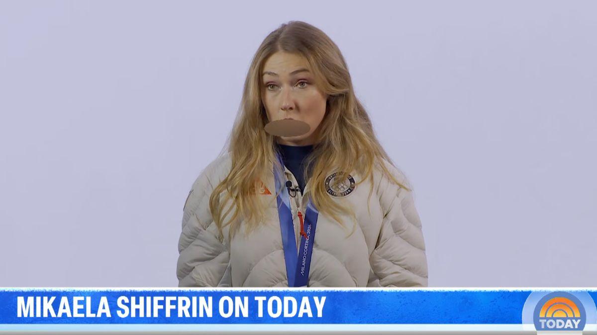 Image of Mikaela Shiffrin just won an Olympic gold medal.