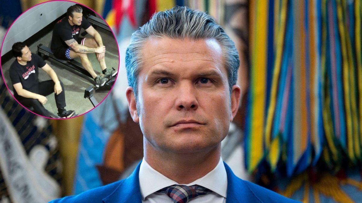 composite photo of pete hegseth working out