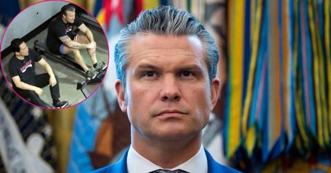 composite photo of pete hegseth working out