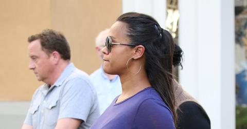 Zoe Saldana shops at The Grove in West Hollywood, California