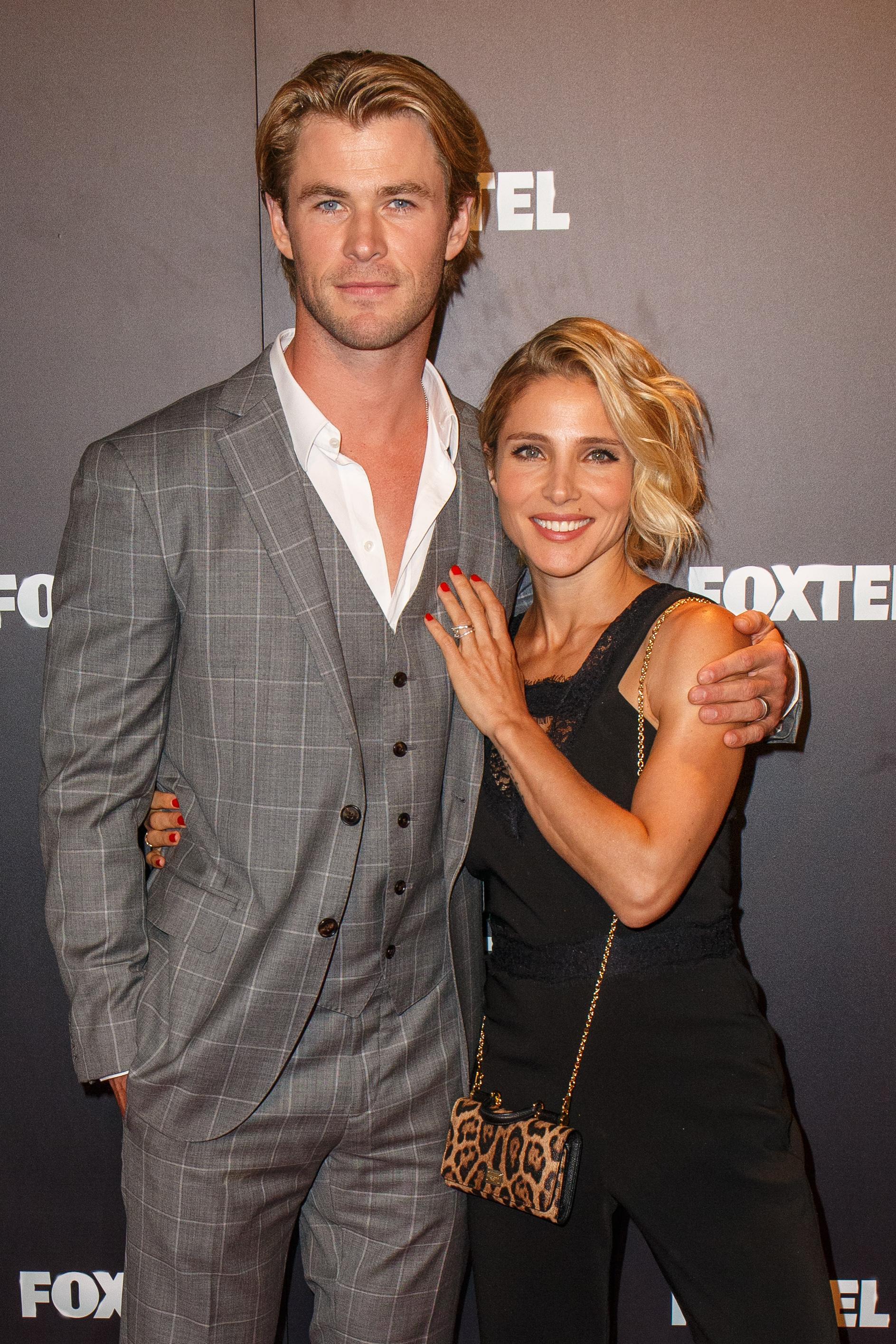 Chris Hemsworth and his wife Elsa Pataky attend the Foxtel season launch at Sydney Theatre Company