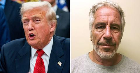 split photo of donald trump and jeffrey epstein