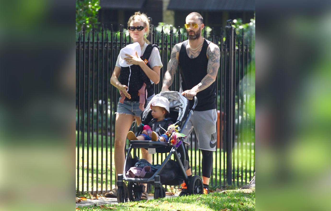 EXCLUSIVE: Adam Levine and Behati Prinsloo enjoy a summer stroll in Los Angeles