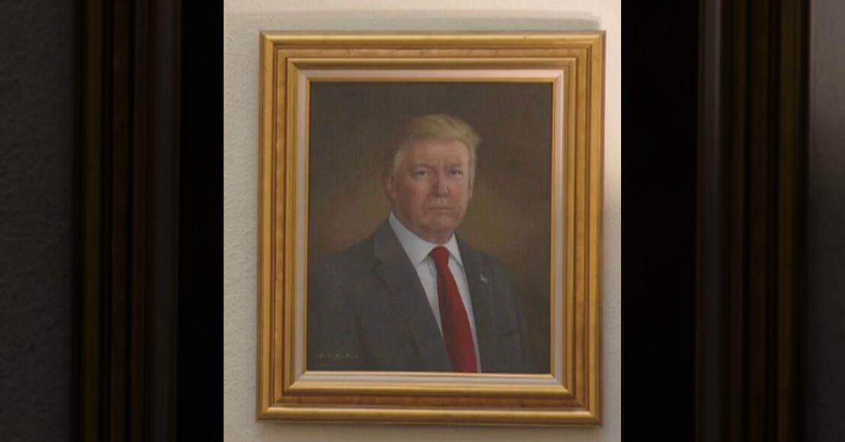 Photo of Donald Trump's portrait. 