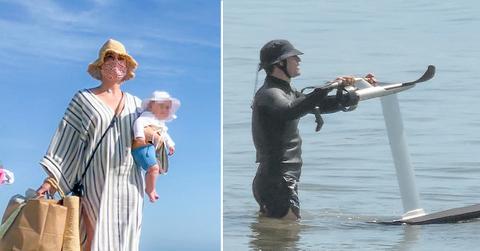 katy perry orlando bloom on beach with baby daisy dove